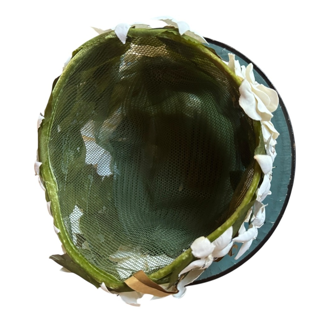 1950s/60s Floral Covered Close‎ Fitting Cap Fascinator Hat - Picture 6 of 6